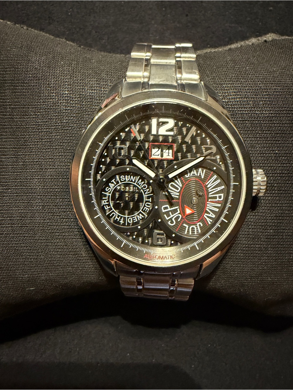 Rare Men’s Fossil ME1030 Automatic Triple Calendar Watch Fully Working